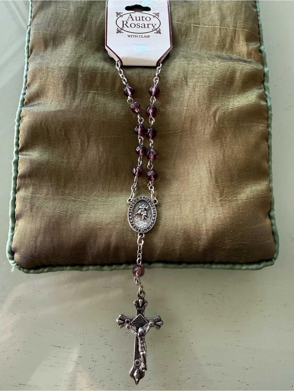 Purple Beaded Catholic Rosary with Crucifix